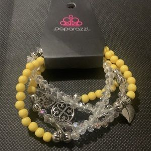 Awesome set 3 beaded stretch bracelets with charms brand new paparazzi